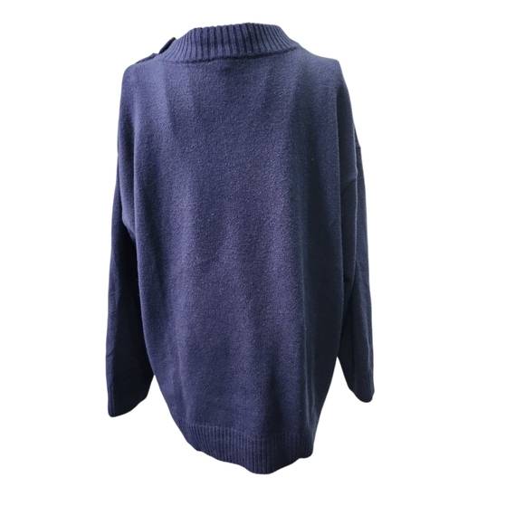 Talbots Knit Sweater Women Sz 1X Button Mock Neck Golden Sequin Deer Christmas - Picture 9 of 9